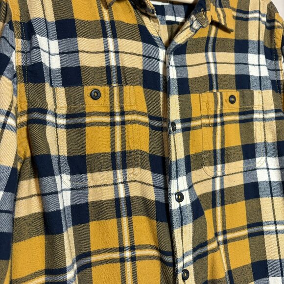 American Eagle Heritage Mens Yellow Flannel Long Sleeve Button Down Shirt XL - Picture 2 of 11